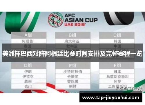 美洲杯巴西对阵阿根廷比赛时间安排及完整赛程一览